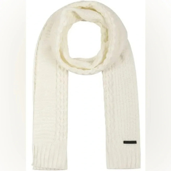Rebecca Minkoff Traveling Rib Knit Scarf Ivory Acrylic Winter One Size 78 x 9.5 - Picture 1 of 5